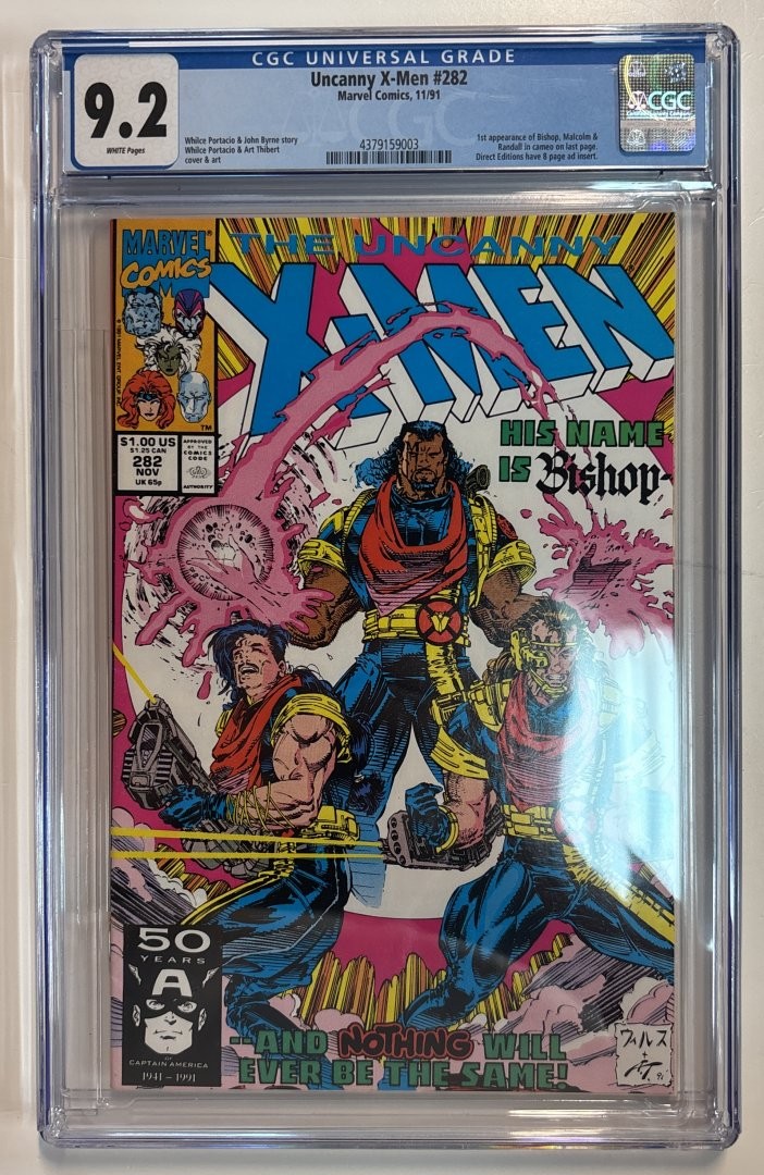 Uncanny X-Men #282 9.2 CGC 1st Bishop Cameo Appearance Direct Edition Marvel