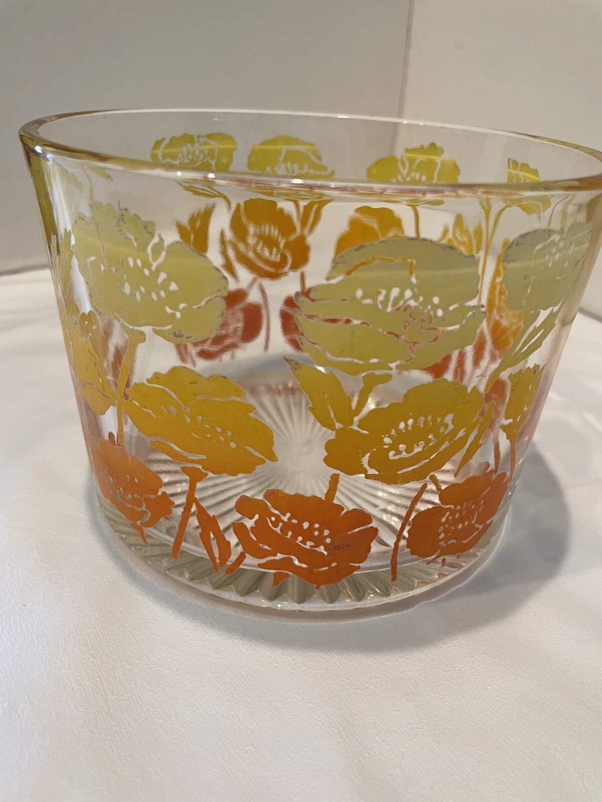 Vtg Bartlett Collins ICE BUCKET Retro Ombré Flower Starburst Bottom Vibrant