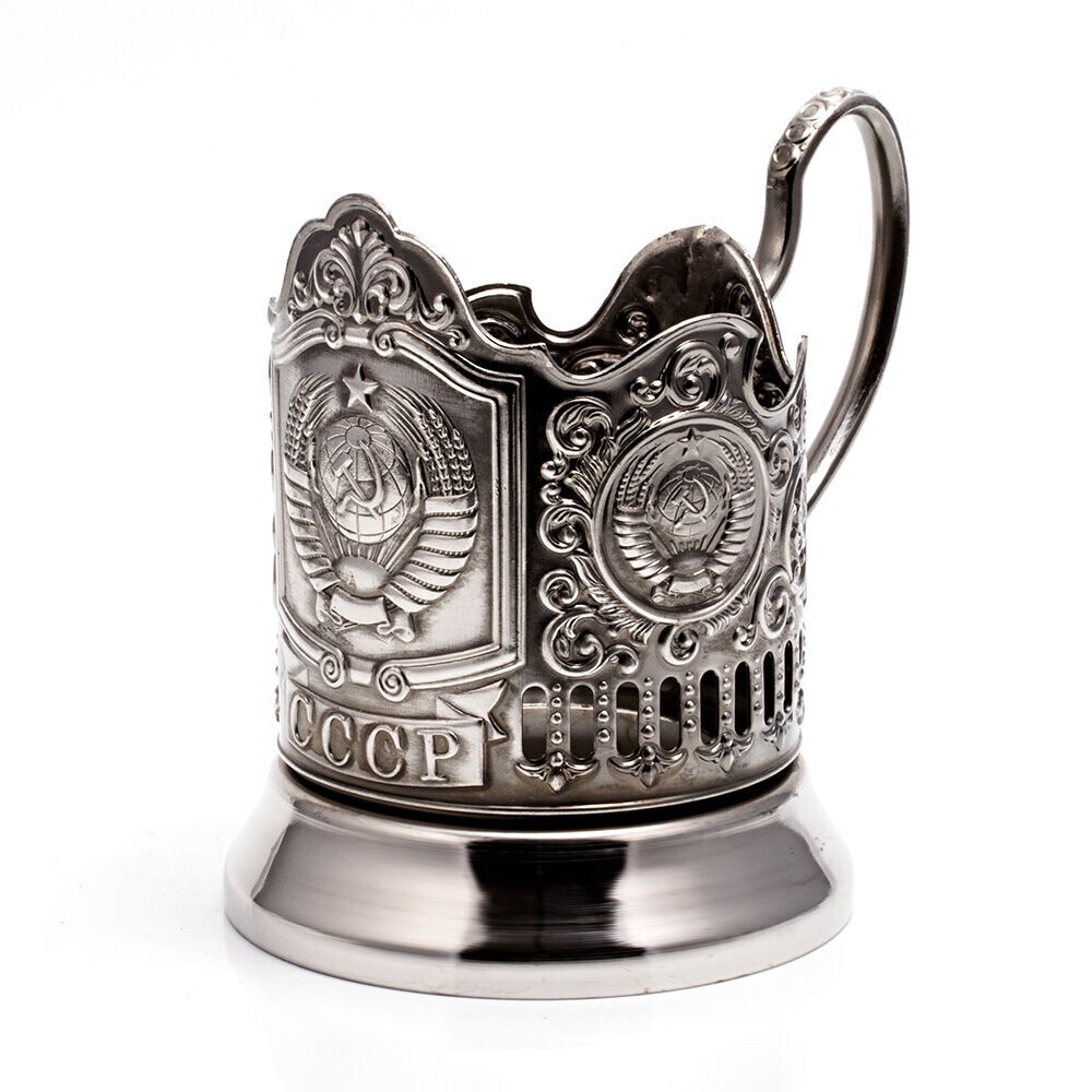 USSR Russian Glass Holder Podstakannik Nickel Plated ORIGINAL Подстаканник СССР