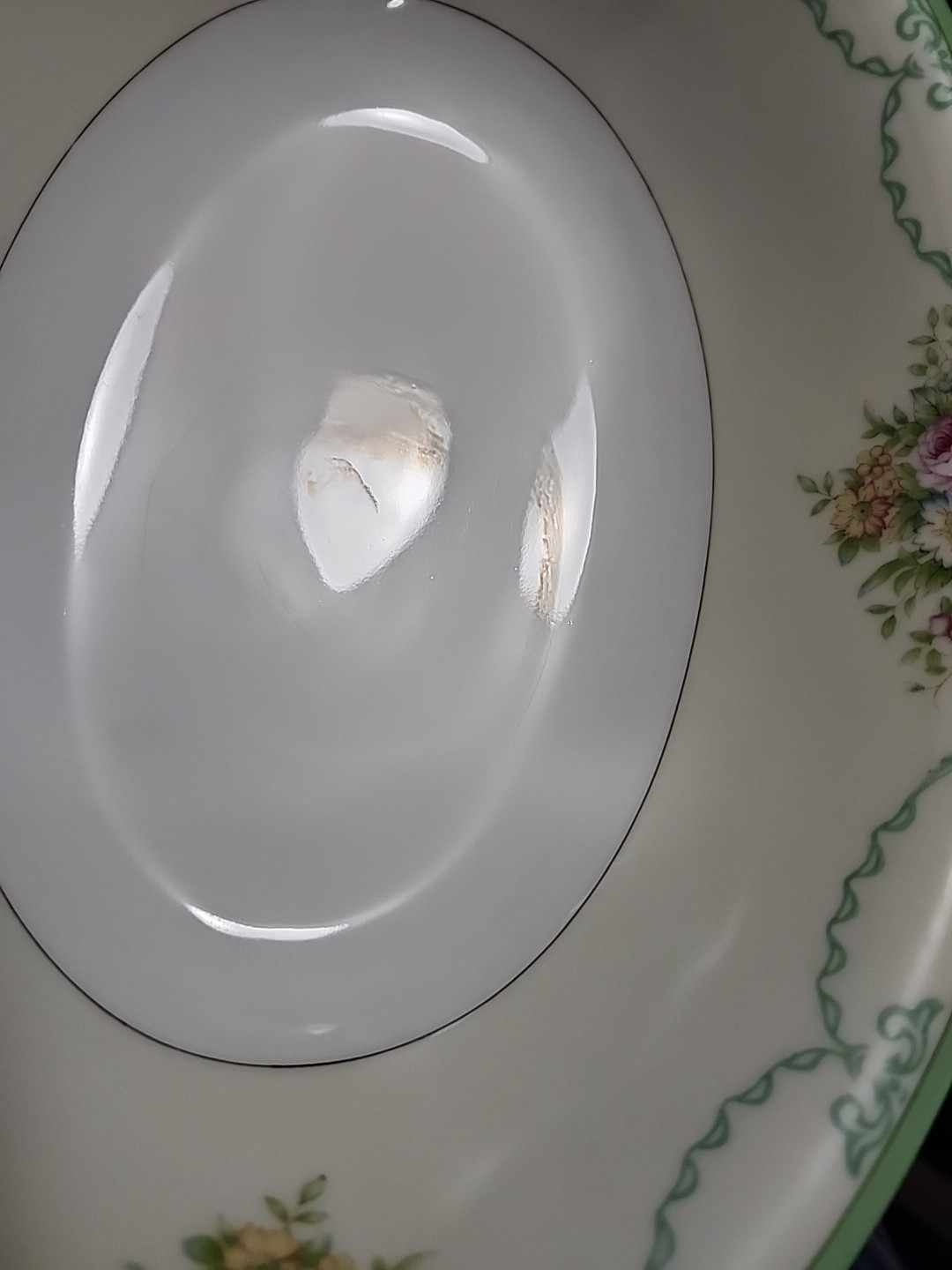 Grace China Formal Garden Oval Serving Bowl Japan 11 1/8″ x 7 7/8″ READ BLUE