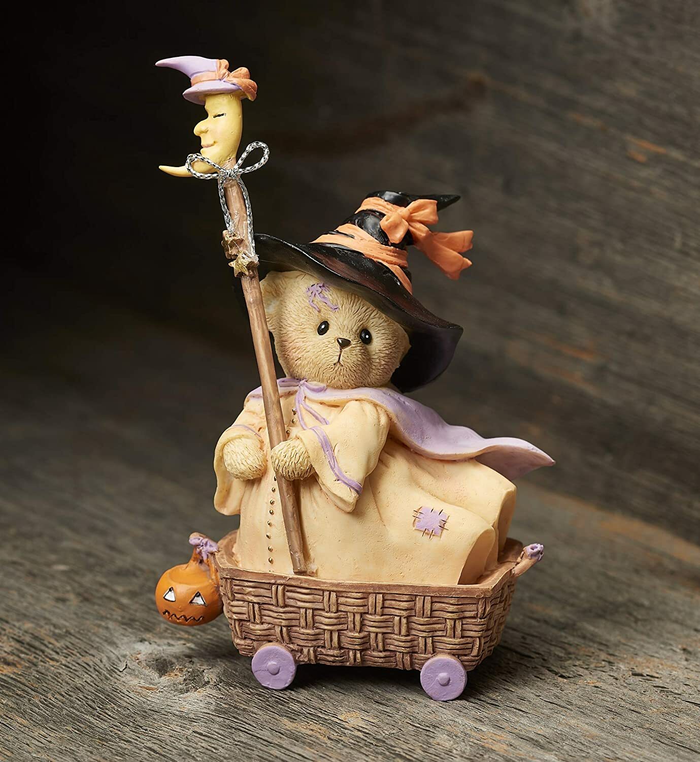 Roman Cherished Teddies, Diana in Wheel Basket Halloween Figure, 4.25″ H, Resin