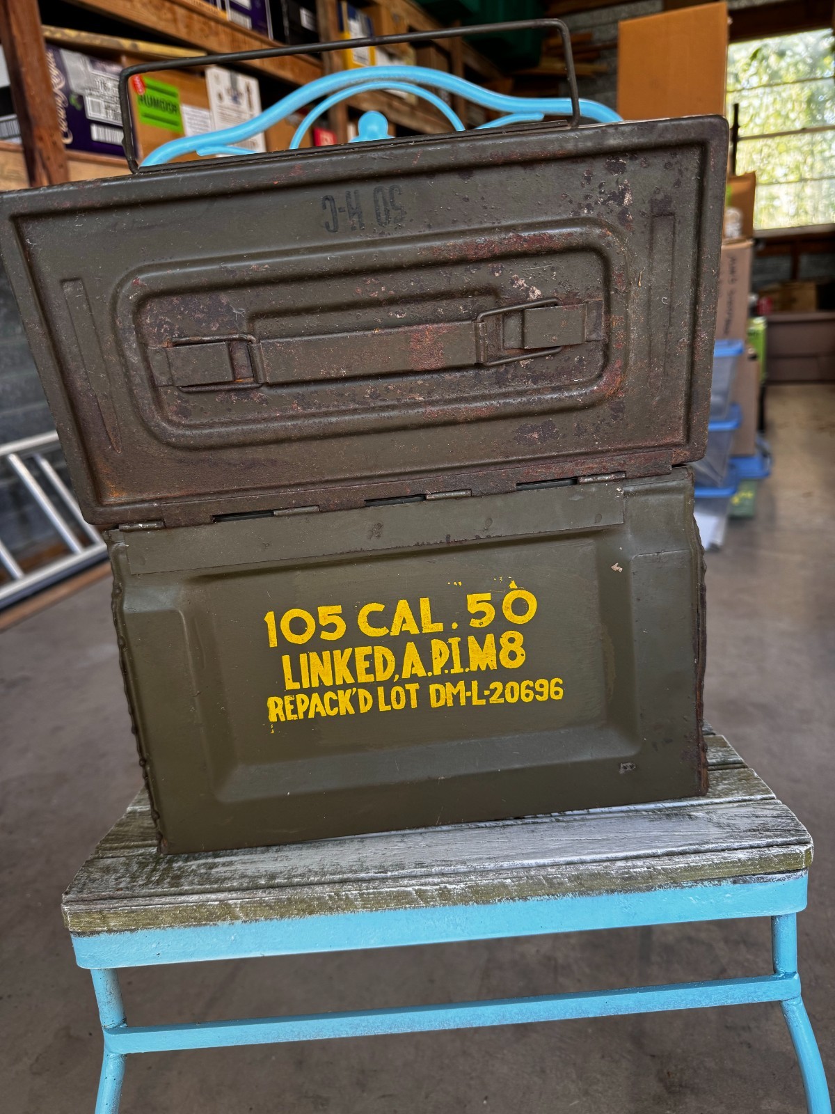 VINTAGE Military Metal Ammo Can Box 105 Cal .50 Linked M2 Storage Army WW2 Primo