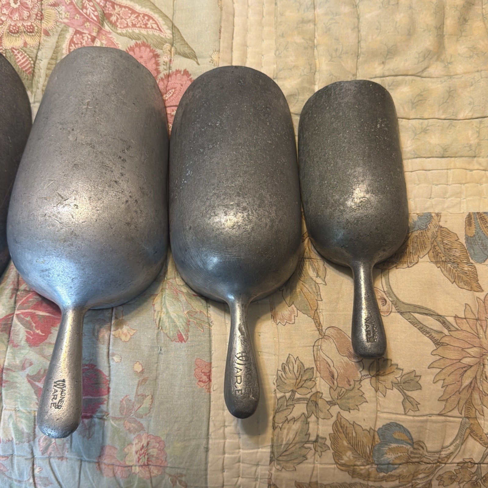 Vintage Wagner Ware Aluminum Scoop Set Kitchen Utility 902/901 1/2/901/0