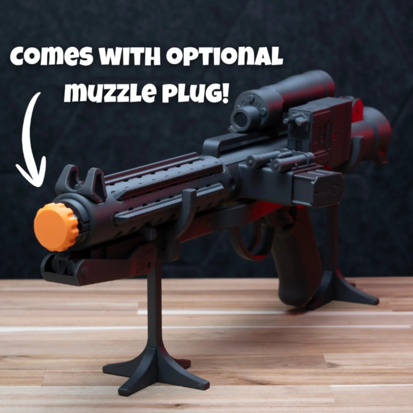 27″ BLACK Stormtrooper E-11 Blaster Rifle with Fold Out Stock | 3D Printed