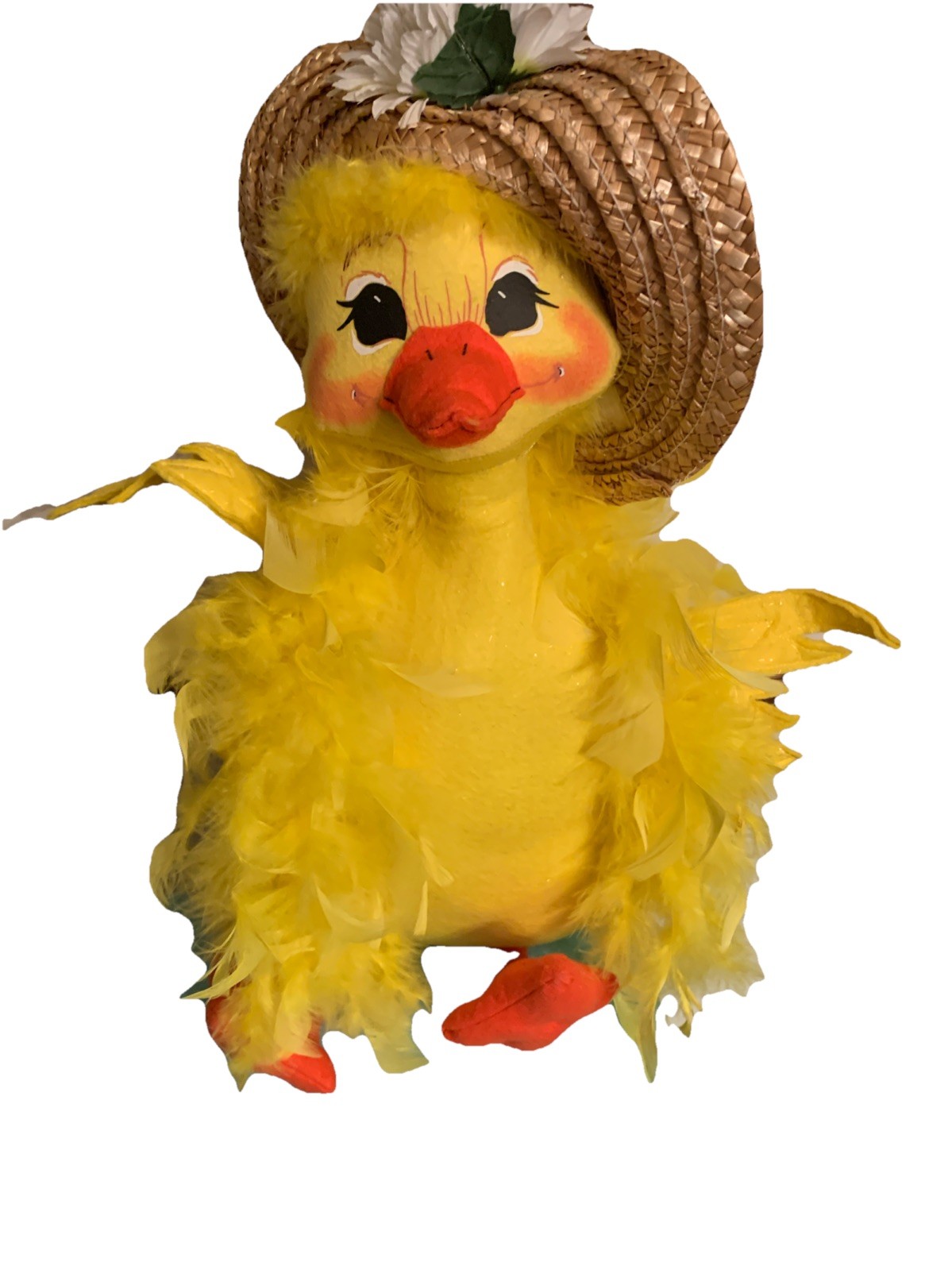Annalee Mobilitee Yellow Duck RETIRED Hat Feather Boa Lrg 19″ 2006 Whimsical