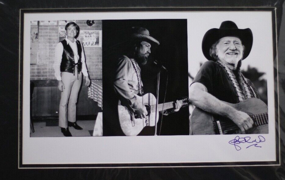 Willie Nelson Triptych over the years High Rez photo Framed dbl Mat 18″ x 26″