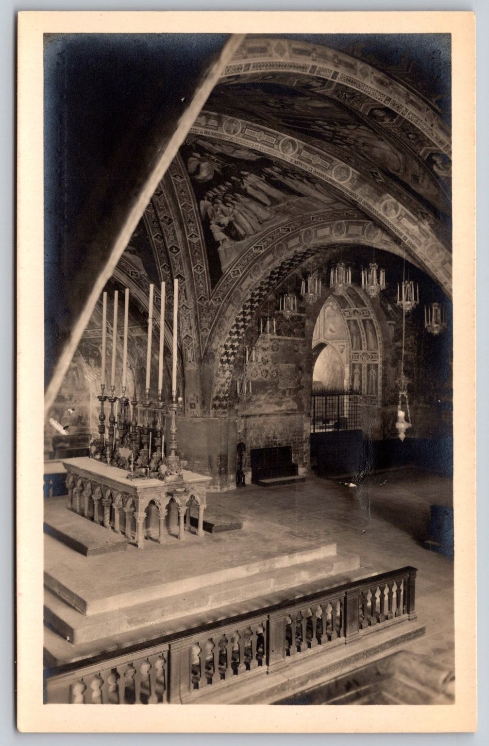 Vintage Assisi Basilica Inferiore di S. Francesco Interior Postcard Italy B295