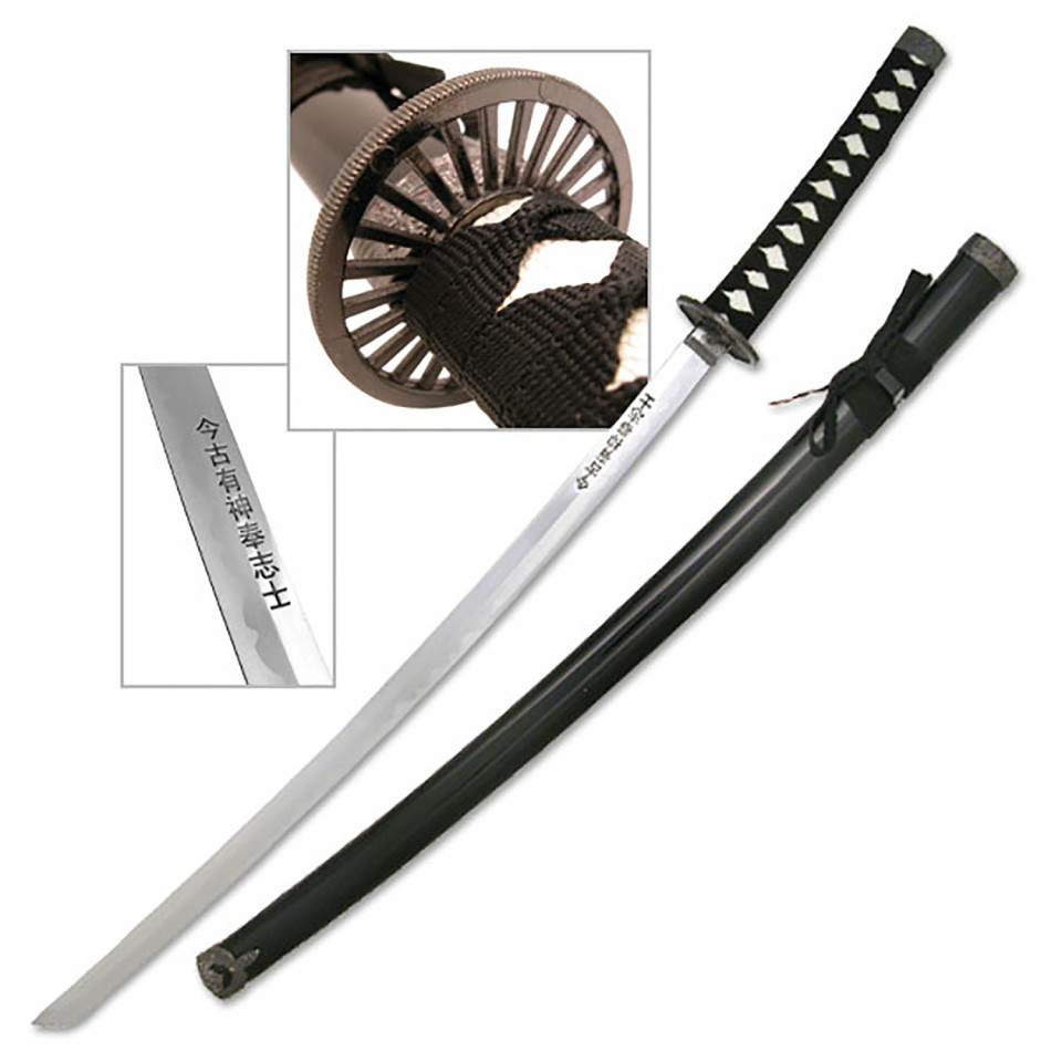 BladesUSA 40″ Blue Lacquer Samurai Katana w/Cord Wrapped Handle & Scabbard