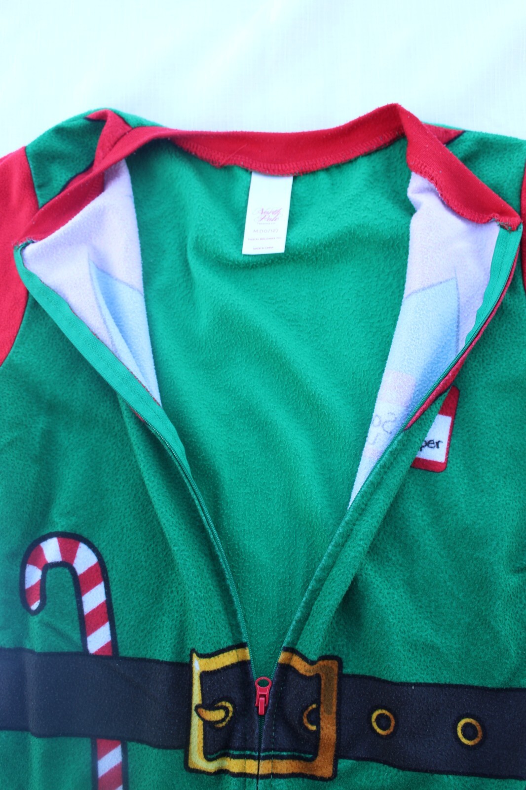 North Pole Trading Co Elf Pajama One Piece Santa’s Helper Unisex Kids M (10/12)