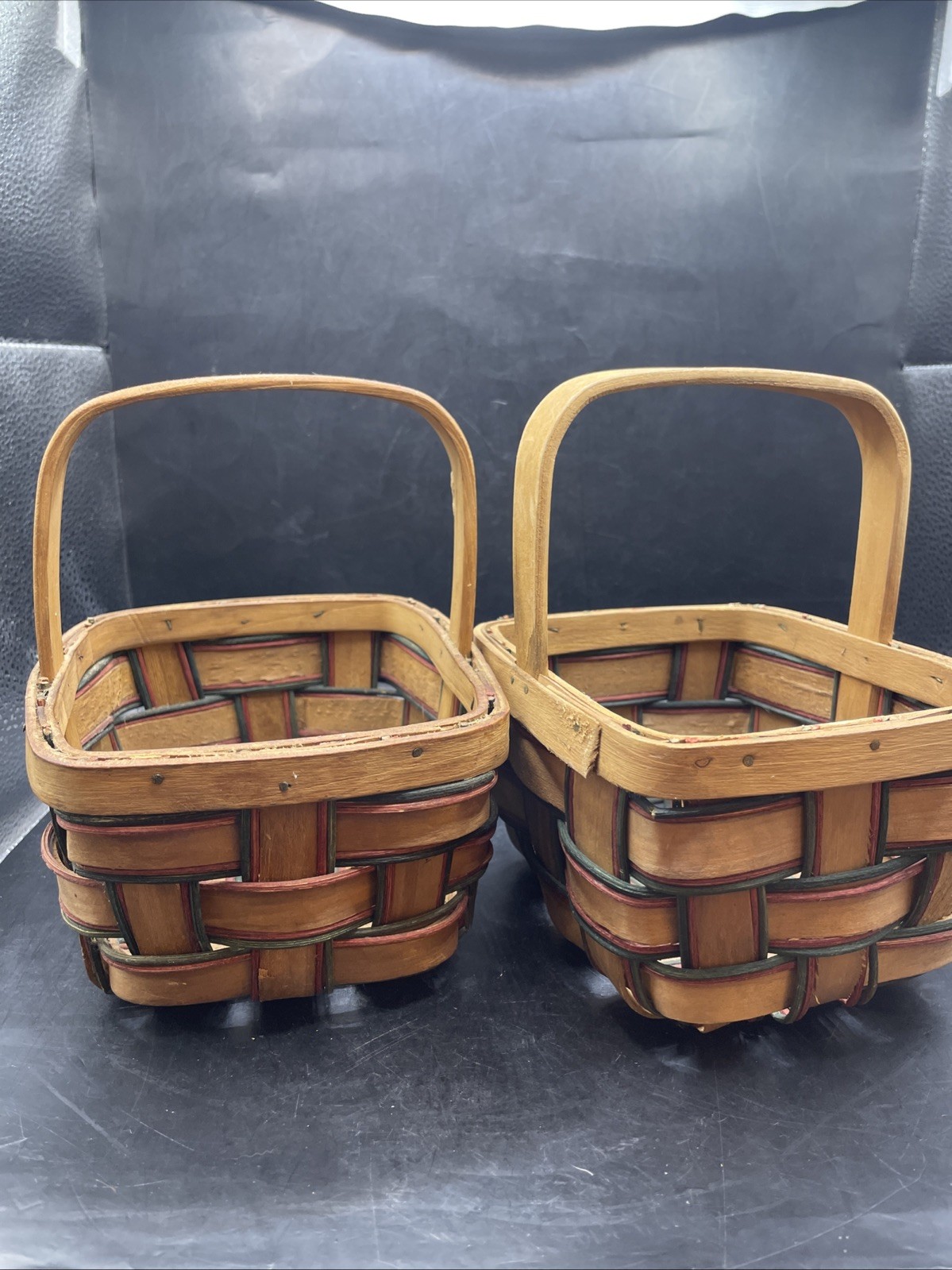 Homemakers Idea Company Set Of 2 Small Wood/Wicker Baskets With Handle