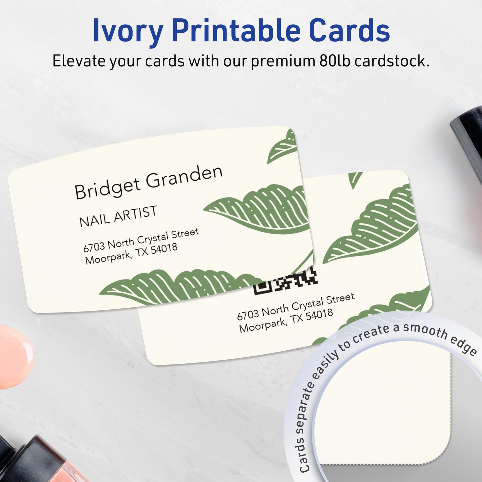 Avery Printable Arched Rectangle Business Cards Sure Feed Technology 2 X 3-1/2