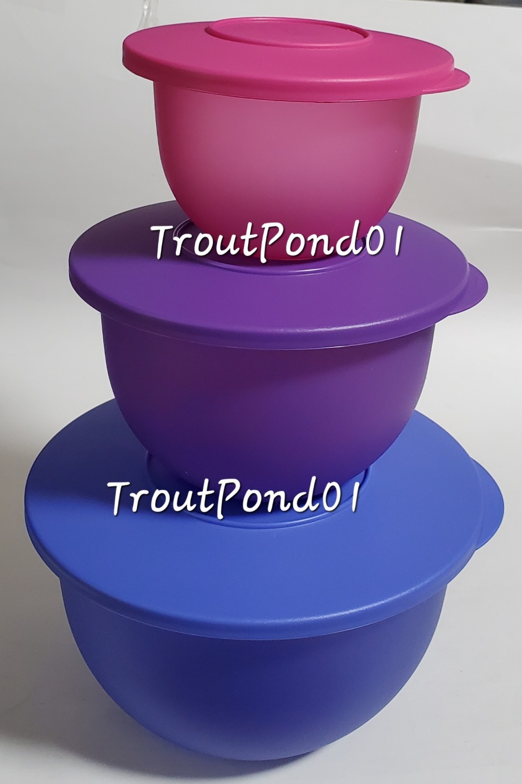 Tupperware Impressions Bowl Set 2 1/2c 5c 10c Sm Serving Bowls Blue Purple Pink
