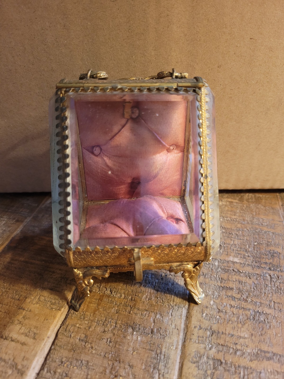 Pink Antique Rare French Crystal Watch Case-ormolu, 1900’s