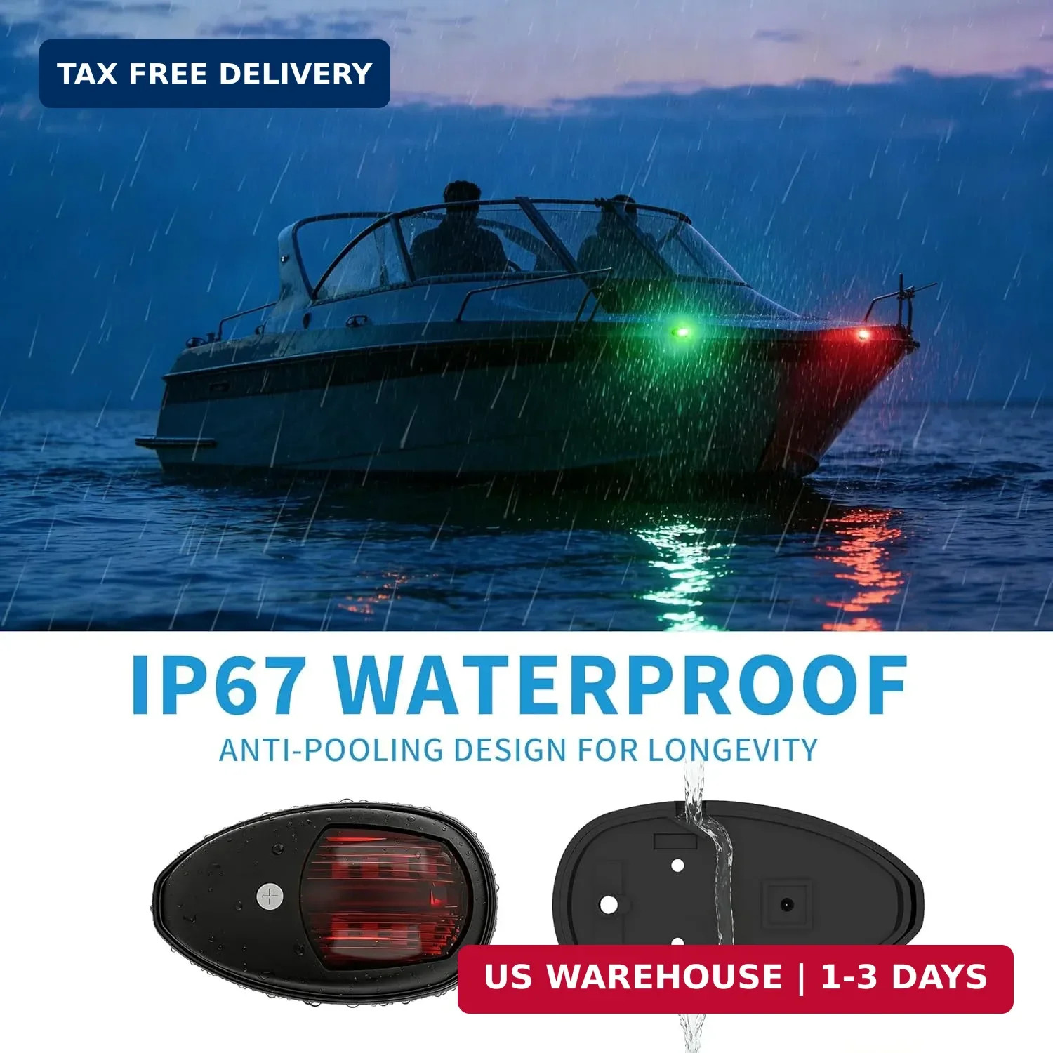 Obcursco Boat Navigation Lights, LED Red and Green Vertical Mount for Bow and St