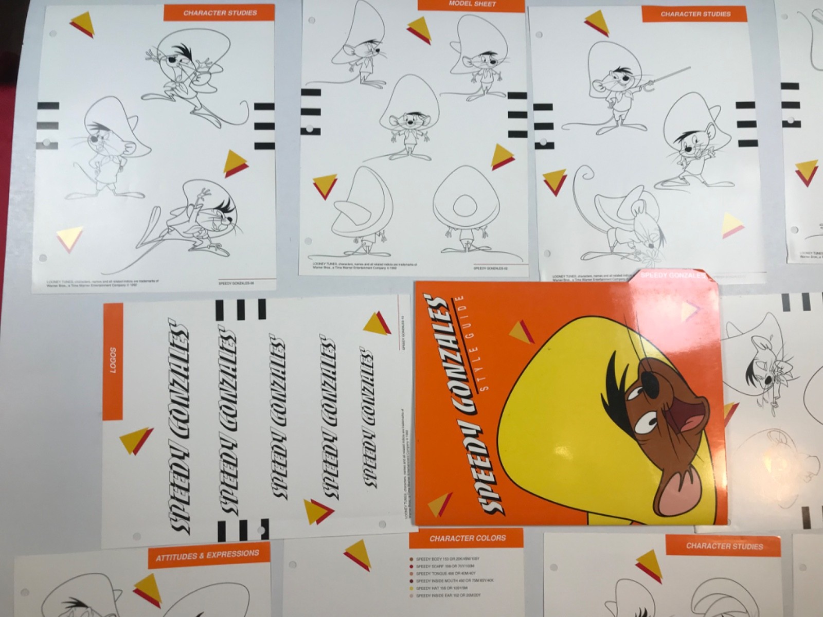ANIMATION SPEEDY GONZALES STYLE GUIDES 1992 COMPLETE 10 PAGES + FOLDER