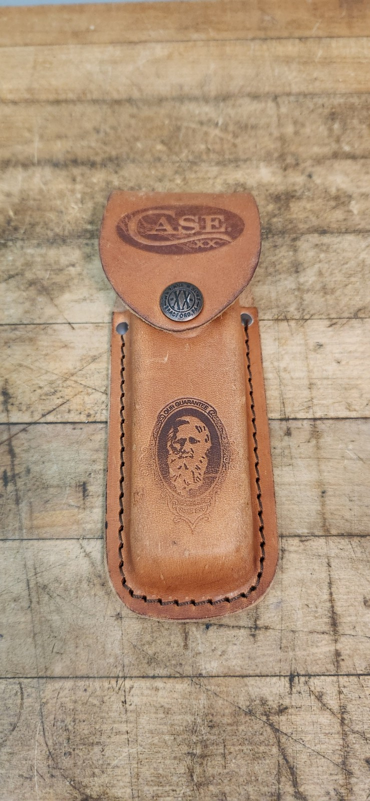 Case XX LG Job Brown Leather Sheath Case for Folding Pocket Knife 5.5″