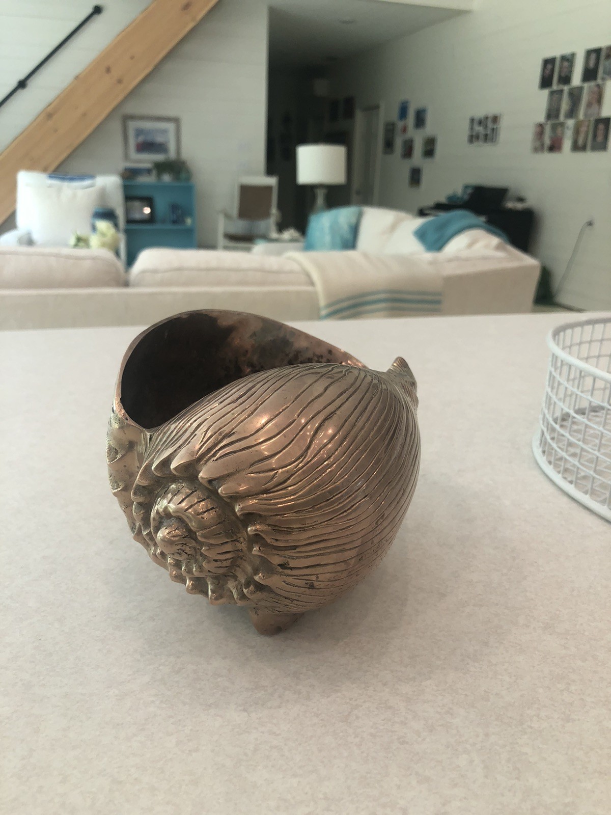 Vintage MCM BRASS CONCH Seashell Regency Style Planter, Sculpture, Decor Beach