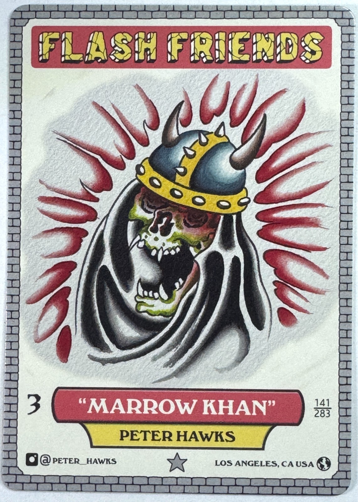 Flash Friends Series 3 Tattoo Trading Card Peter Hawks Marrow Khan Los Angeles