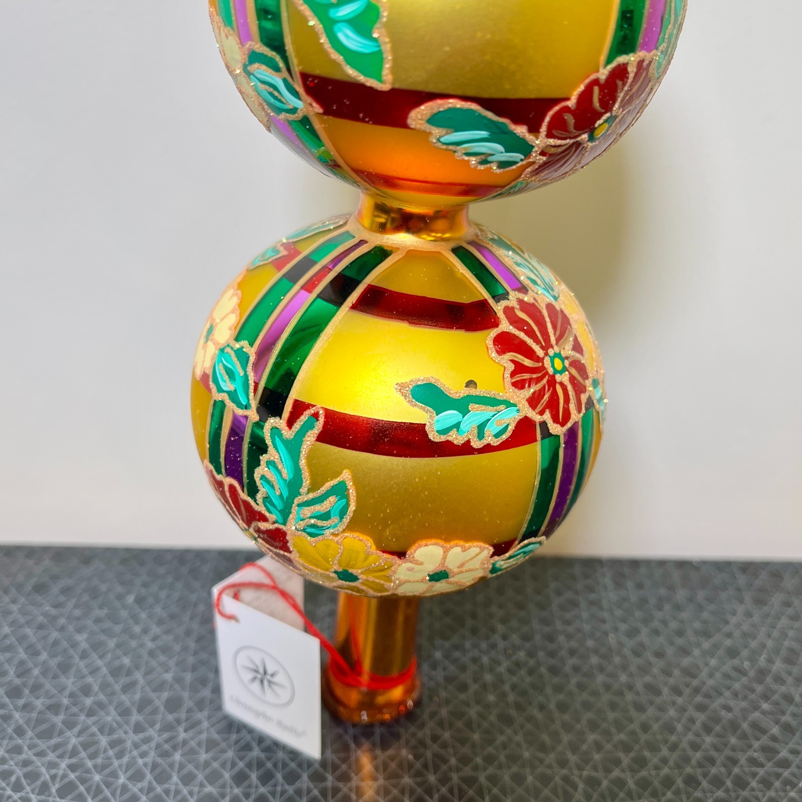 1998 Christopher Radko Pineapple Finial 14″ Tree Topper 98-466-0, RARE Tropical