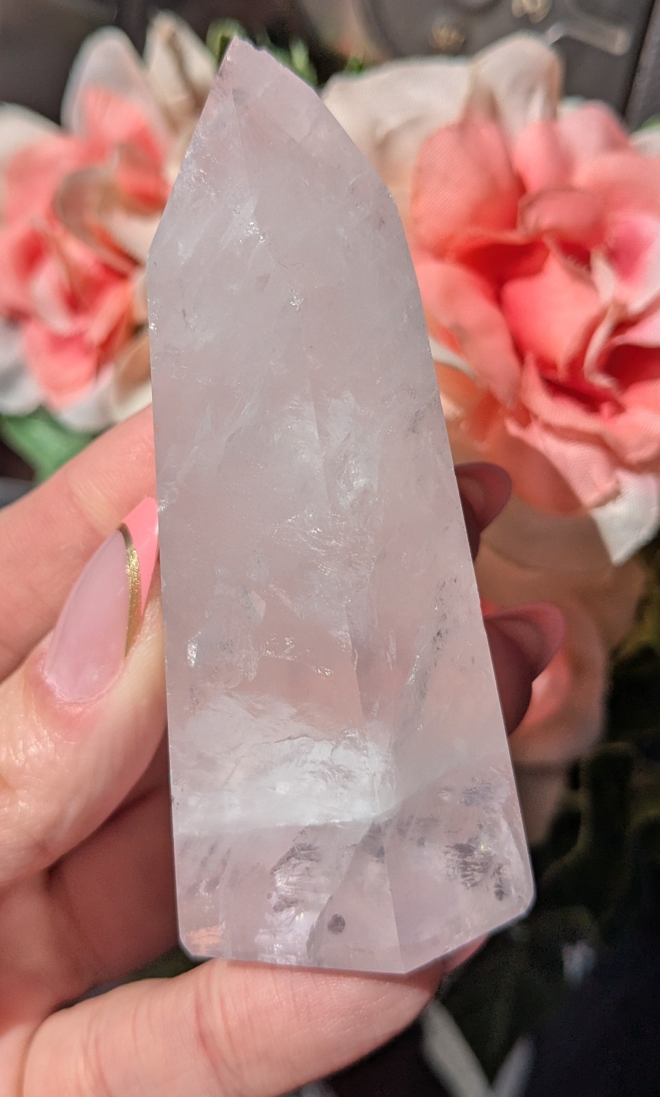 Rose Quartz Tower (Chipped Tip) 3.27″
