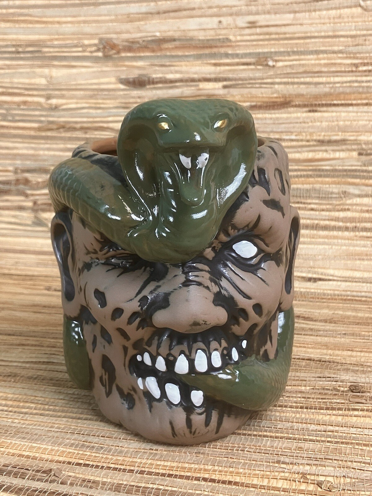 Cobras Fang Tiki Mug Munktiki Imports Matt Stikker Black Wash 20 Fl Oz Brand New