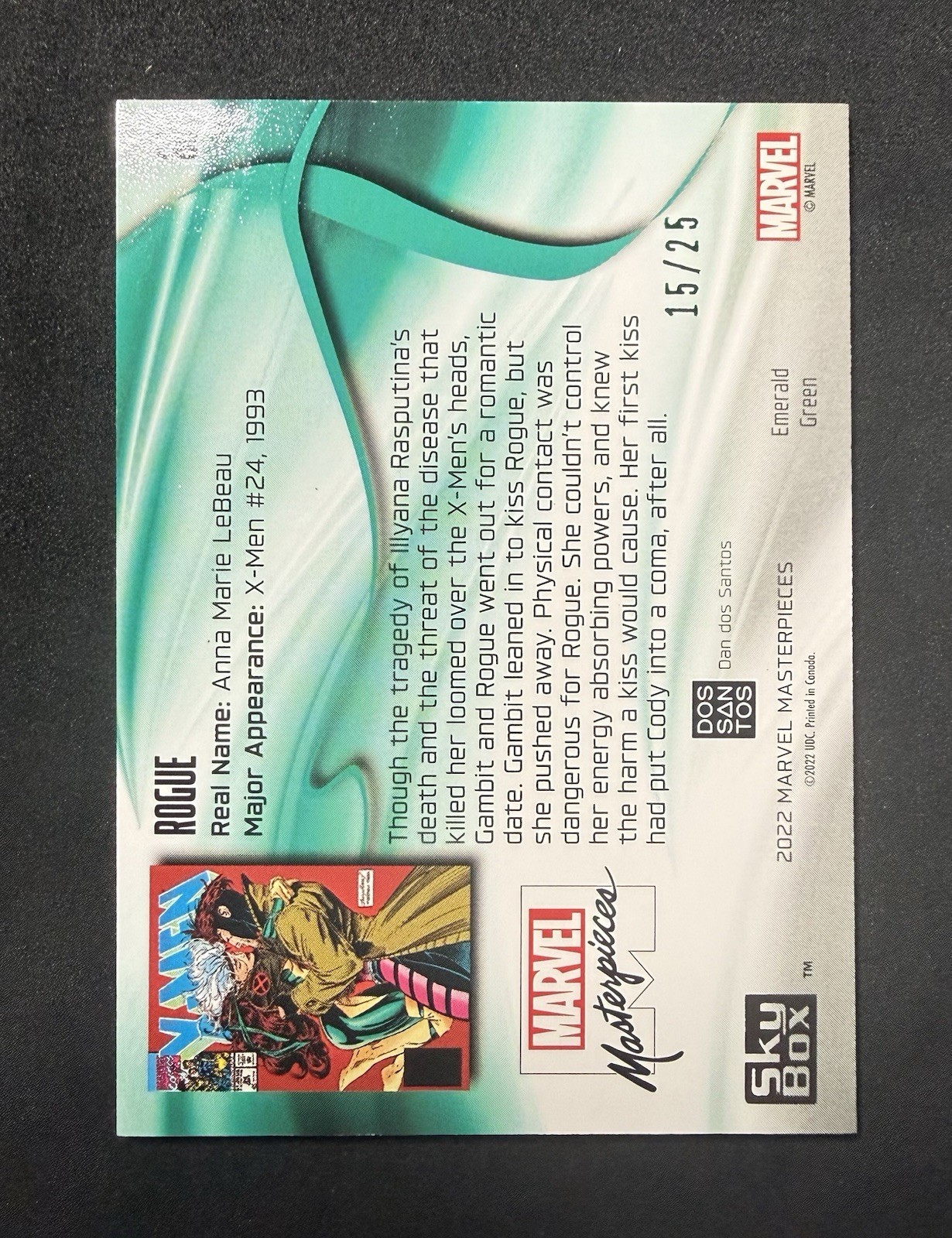 2022 Upper Deck Marvel Masterpieces Emerald Green Foil /25 Rogue #60