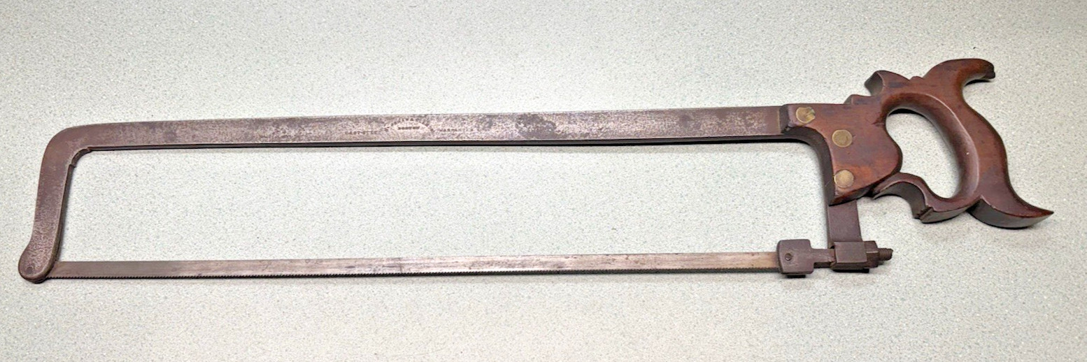 Rare Henshaw & Clemson Boston Heavy Cast Steel split nut Meat Saw Civil War 20″