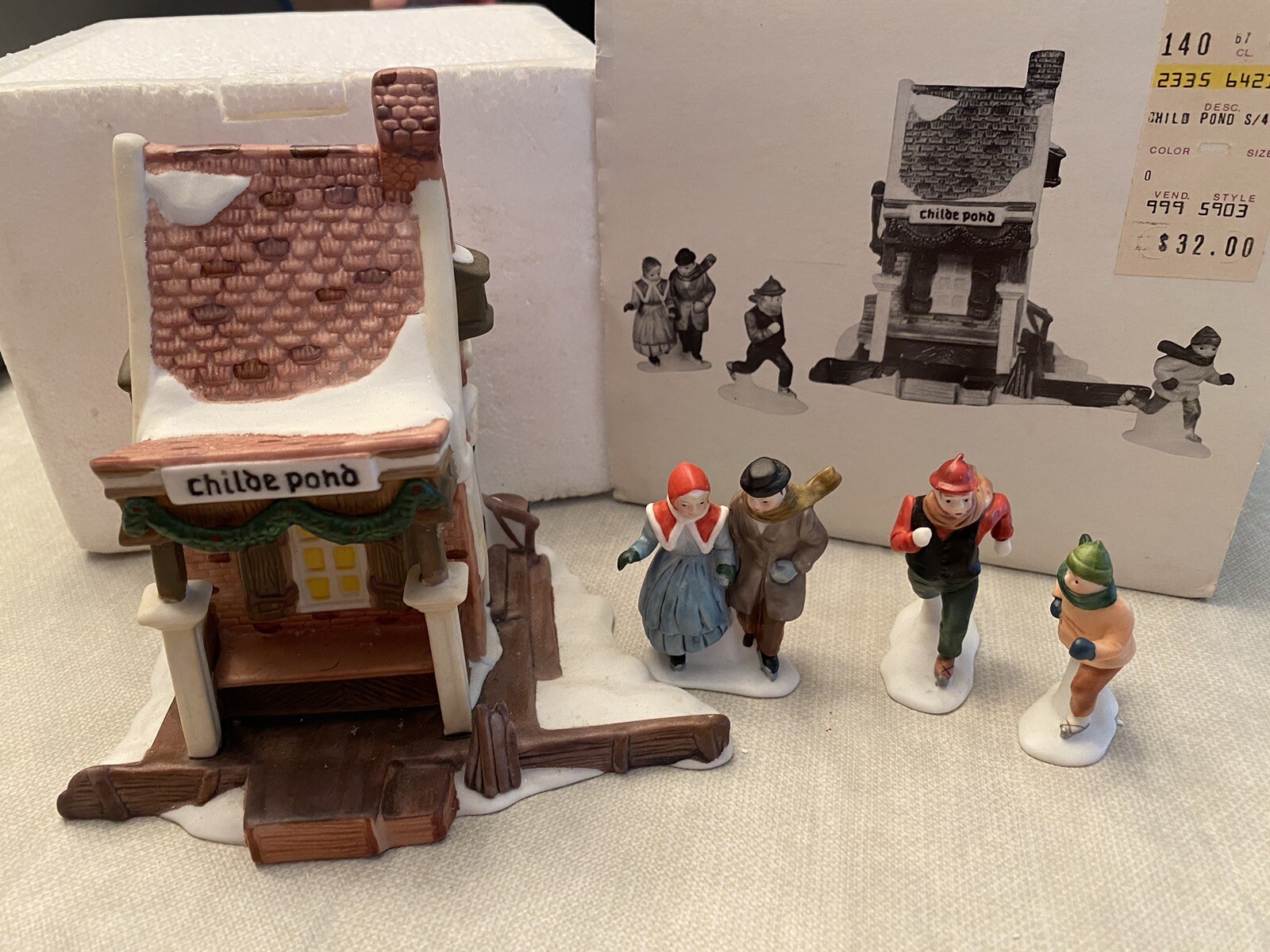 Dept 56 Heritage Village Collection “Childe Pond and Skaters” #5903-3 Set of 4