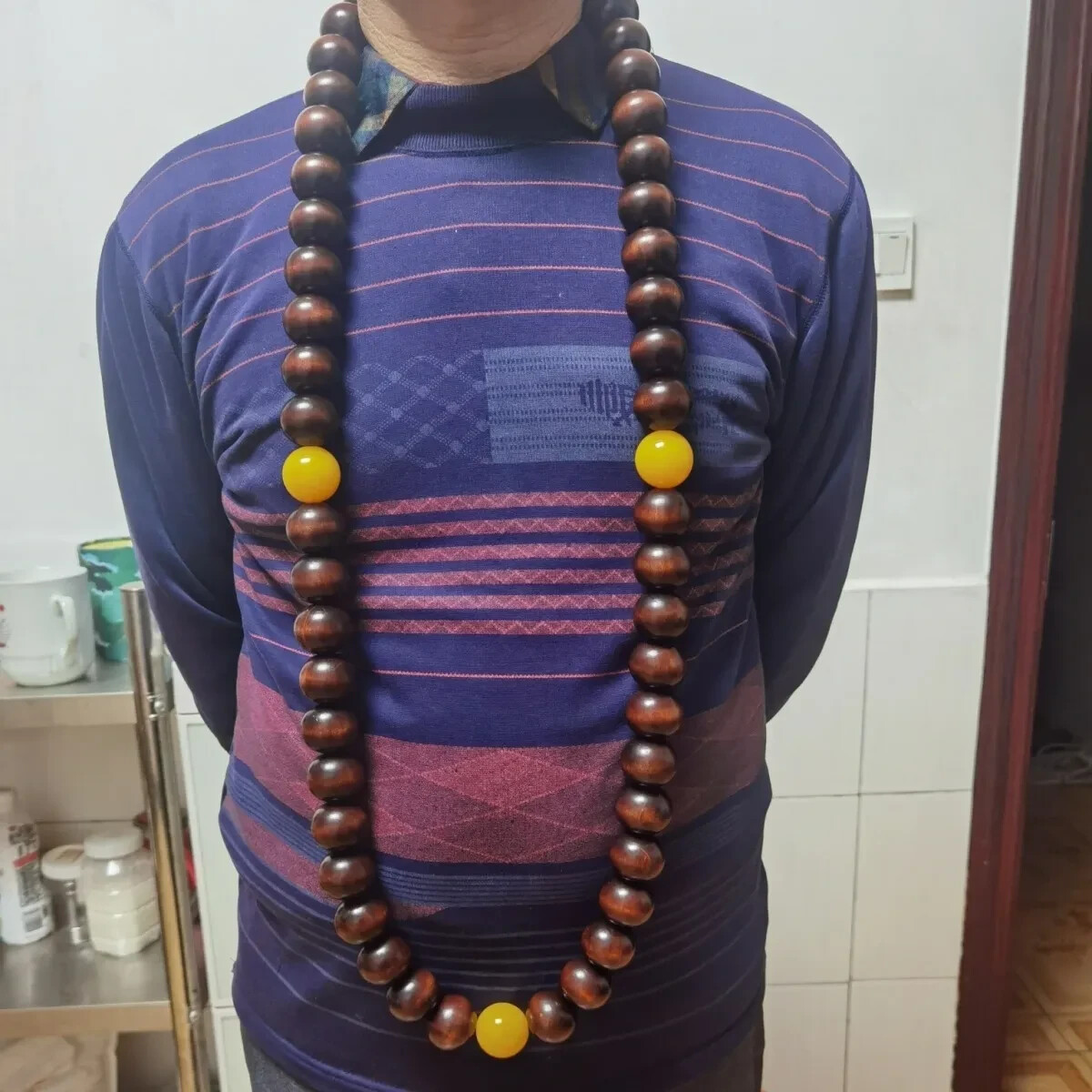 30mm*54 Prayer Beads Natural Wood Necklace Temple Monks Buddha Kung Fu Rosary