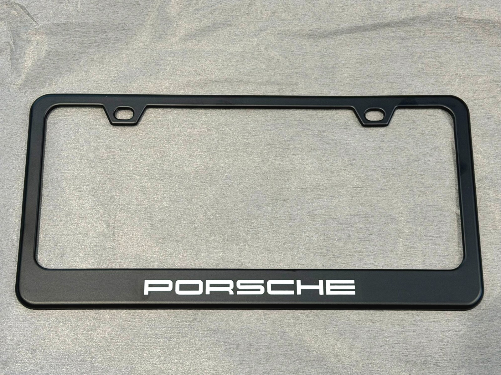 Black Solid Metal Porsche License Plate Frame