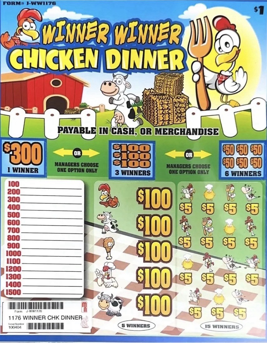 NEW pull tickets Winner Winner Chicken Dinner- Instant Tabs 1176 ct