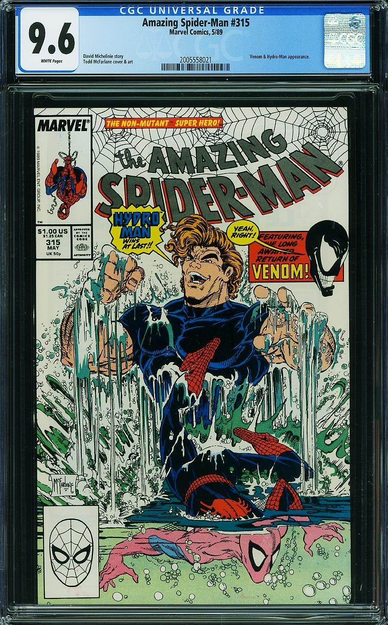 Amazing Spider-Man 315 CGC 9.6 White Pages 1st Venom Cover McFarlane Marvel 1989