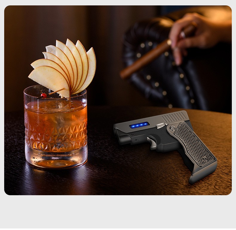 Folding Gun Butane Torch Lighter Windproof Turbo Jet Flame USB Rechargeable Gift