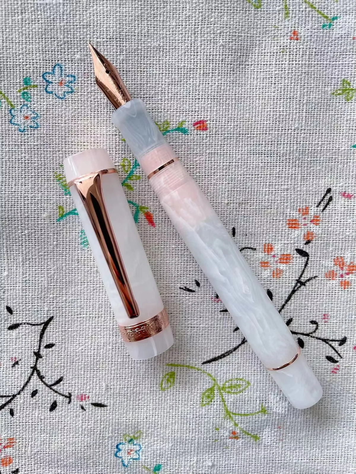 Kaigelu 316 Acrylic Fountain Pen Polish Nib Blue Brown Marble Pattern Ink Gift