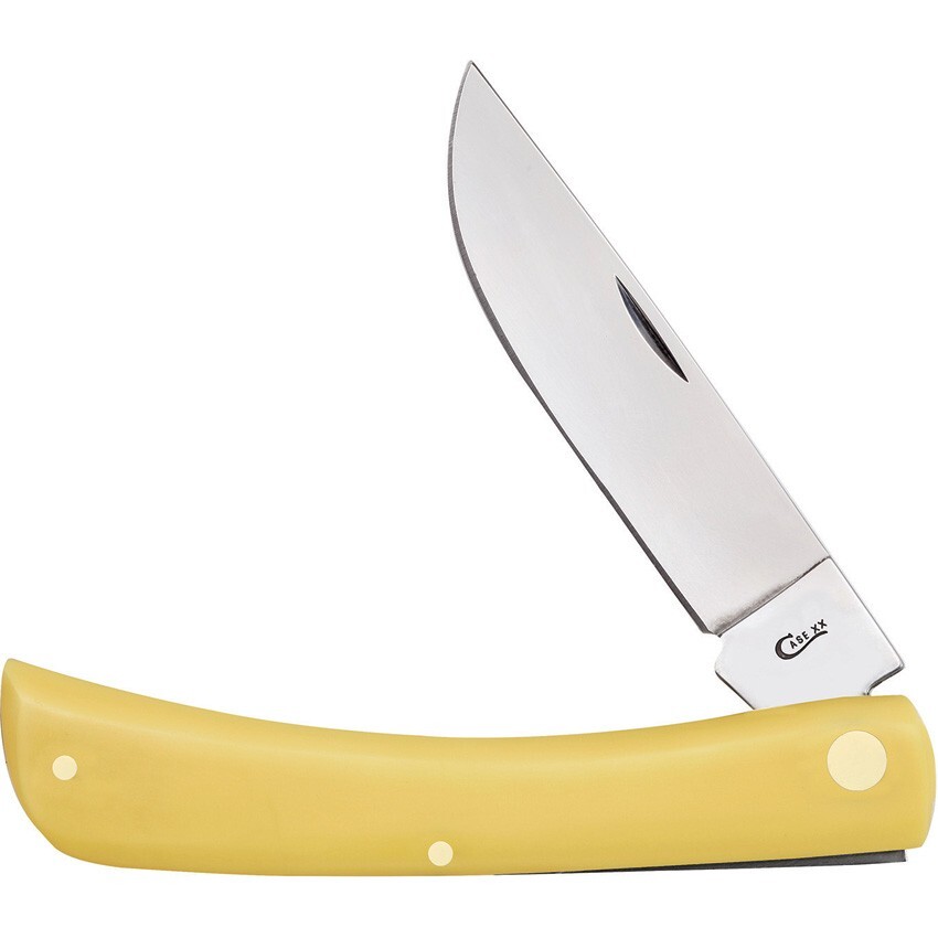 CASE XX KNIFE – LARGE SOD BUSTER YELLOW HANDLES – “CARBON STEEL BLADE” – 4 5/8″