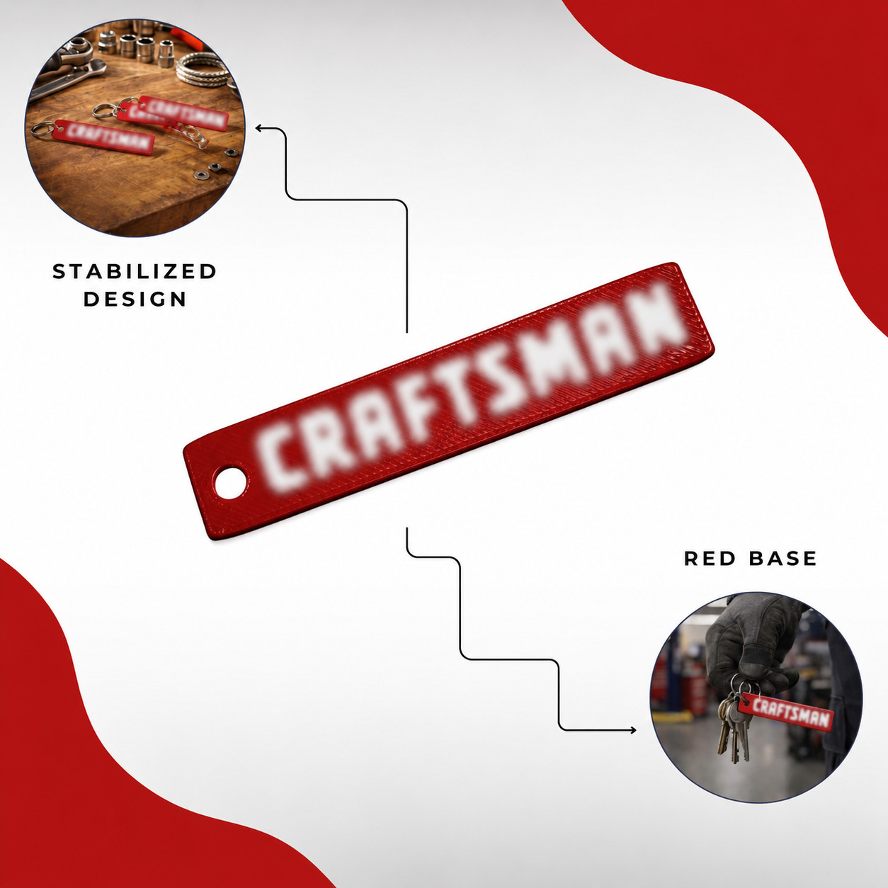 Craftsman Inspired Keychain Tool Tag Garage Workshop Accessory 3 Pack USA