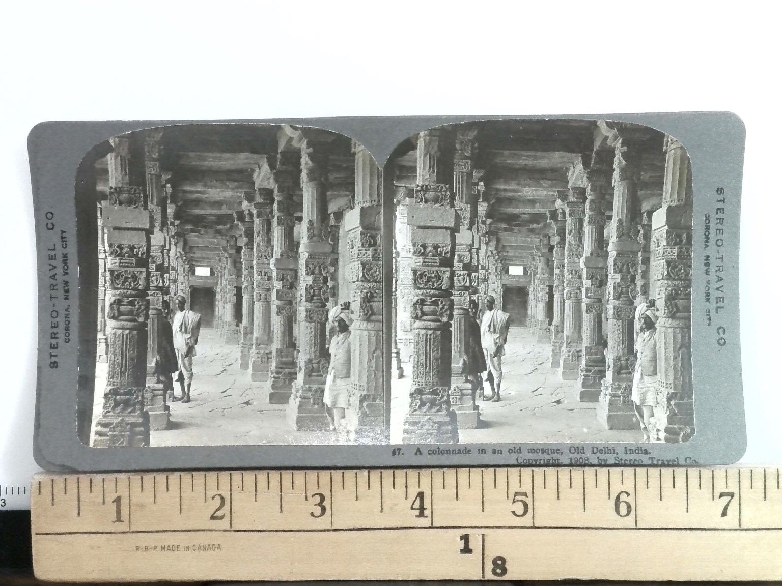 A Colonnade in an Old Mosque Stereoview Stereo-Travel Co. 1908 India