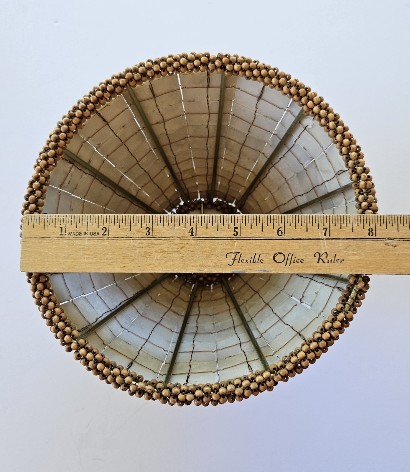 Bombay Palm Tree Lamp Replacement Shade Carved Starburst Tiles with Wood Beads