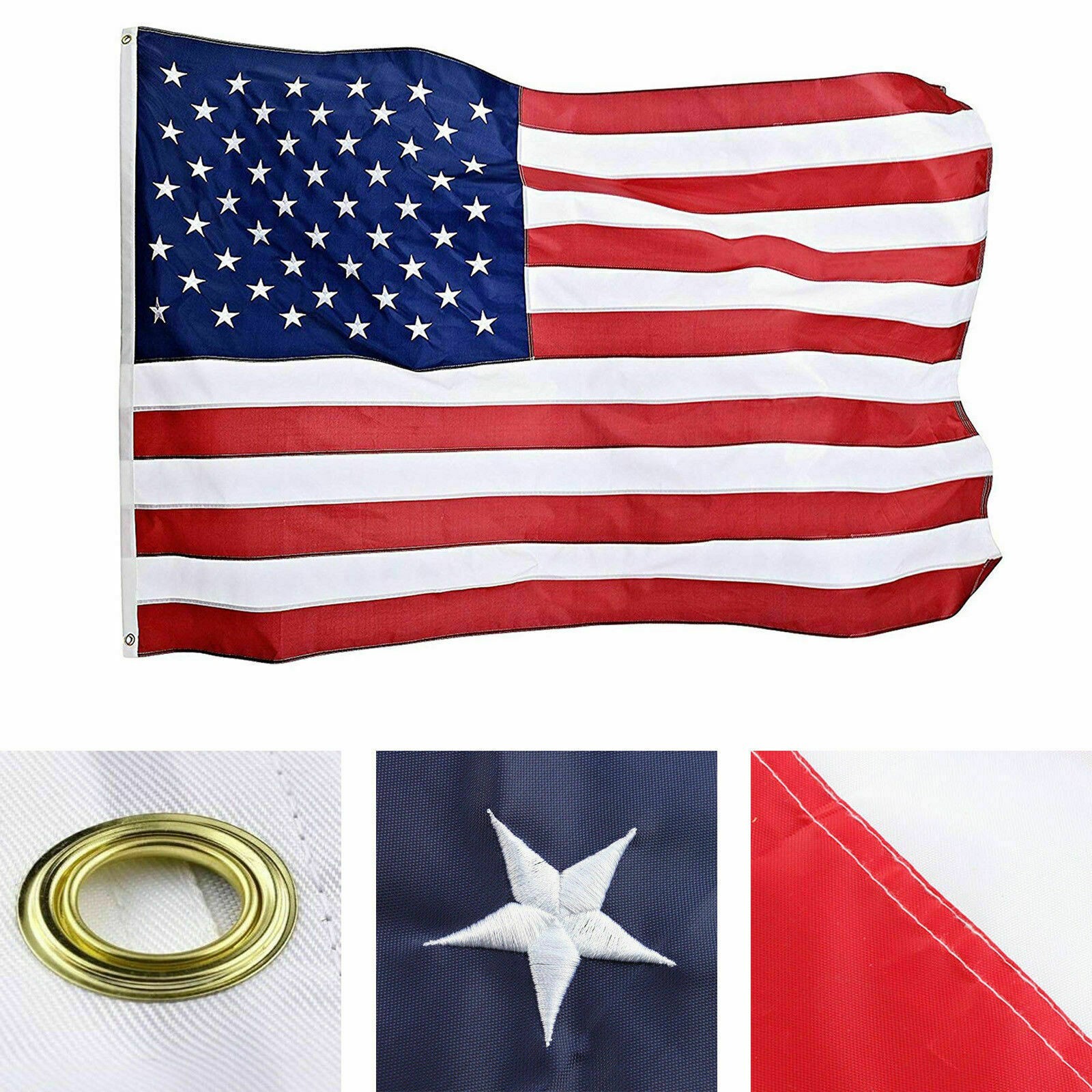 6×10 Foot American Flag Embroidered US Flag USA Banner Heavy Duty Nylon