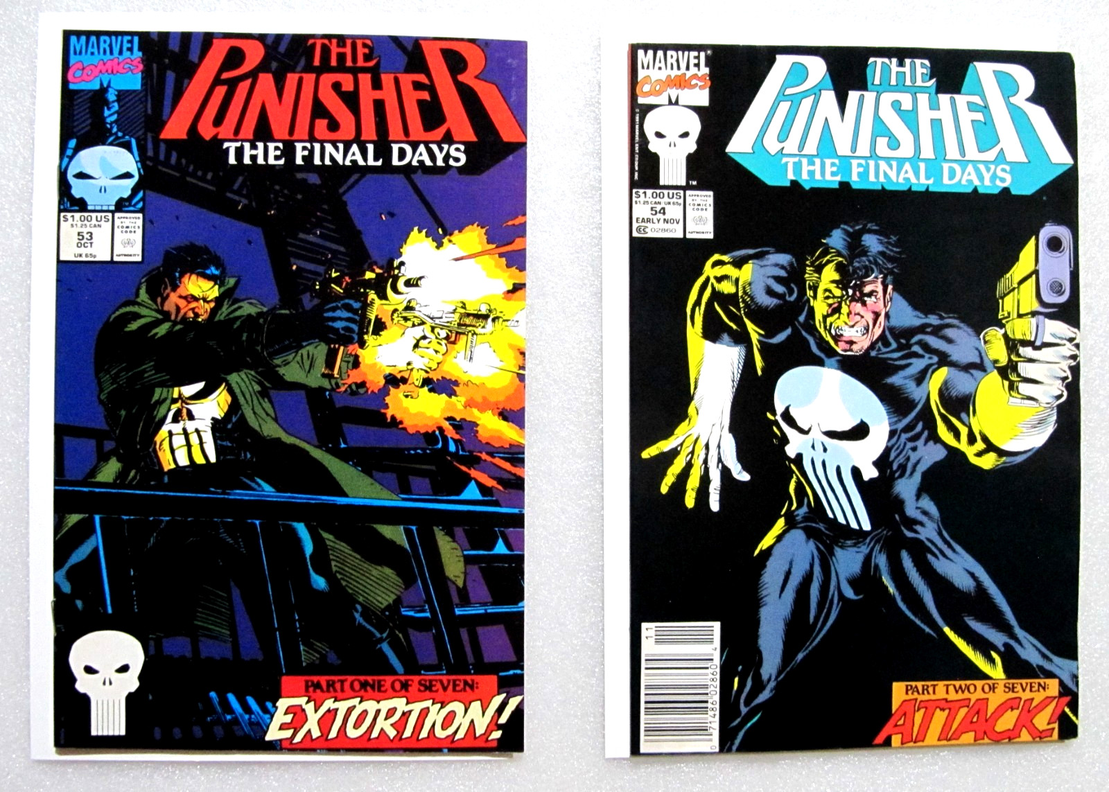 LOT OF 2 – PUNISHER FINALE DAYS #53 #54 1991 MARVEL COMICS – KINGPIN – BOARDED