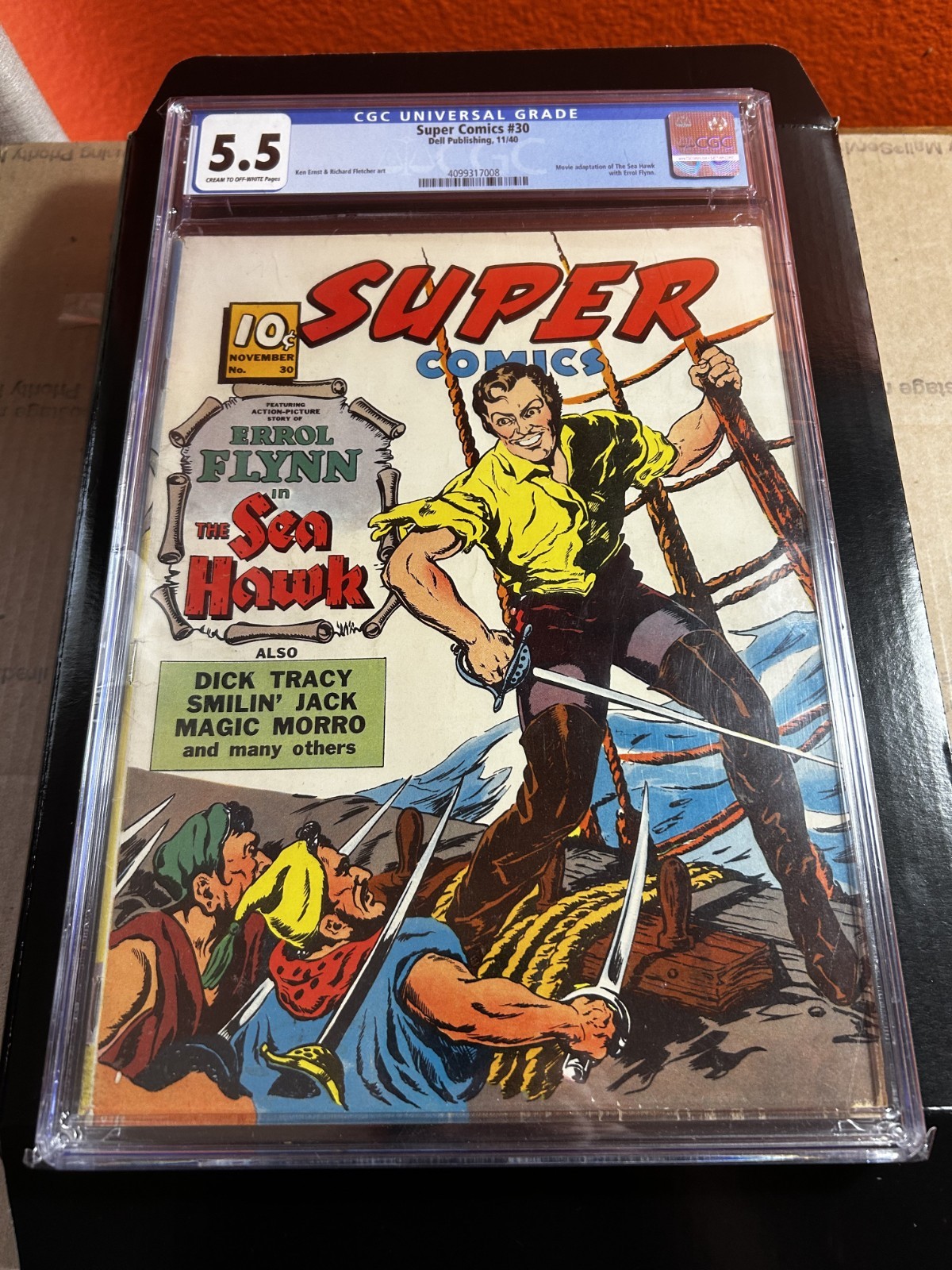 Super Comics 30, 1940, cgc 5.5, Errol Flynn, rare