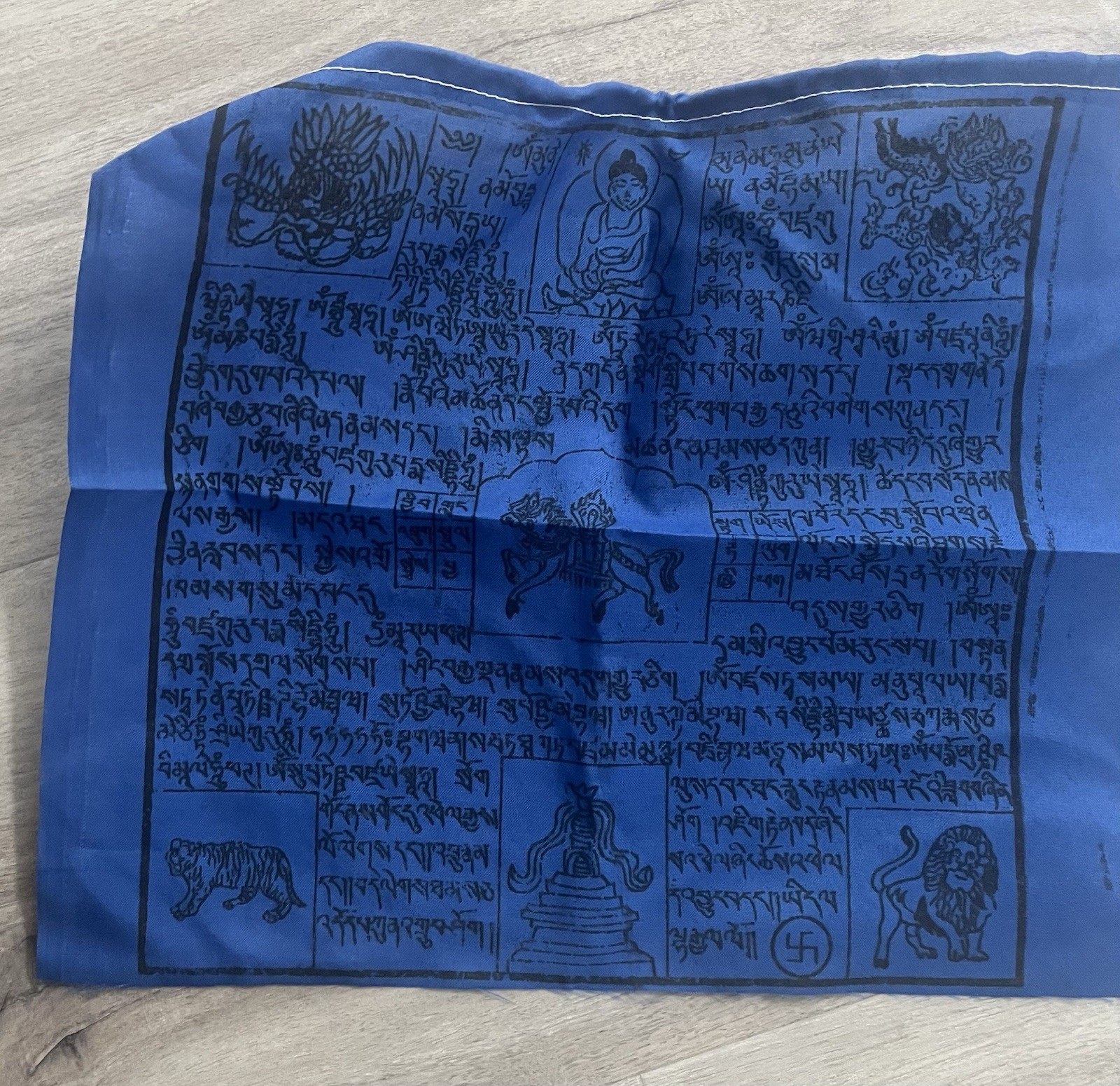 Tibetan Prayer Flags Banner Horizontal 5 Colors each 14” X 12” New Nepal Rayon