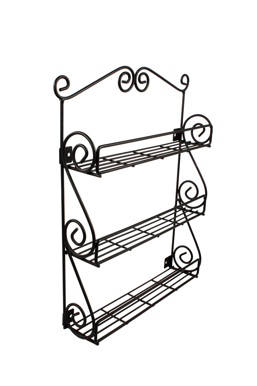 Spectrum Diversified Scroll Wall-Mounted Traditional Spice Rack 3-Tier, Black