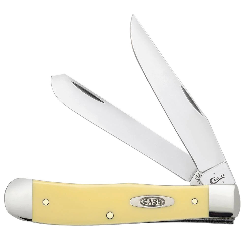 CASE XX KNIFE – TRAPPER YELLOW SYNTHETIC HANDLES – #161 – CARBON STEEL BLADES
