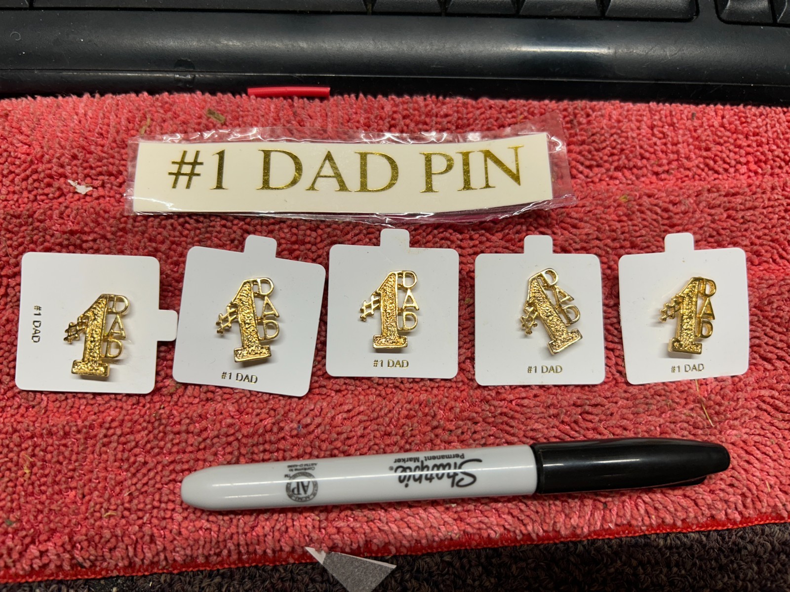Vintage #1 Dad Lapel PinS Brooch Gold Tone Textured Father’s Day lot of 5