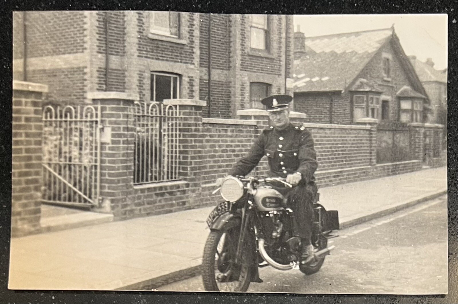 Vintage Motorcycle Postcard Royal Enfield Police Black White Unused