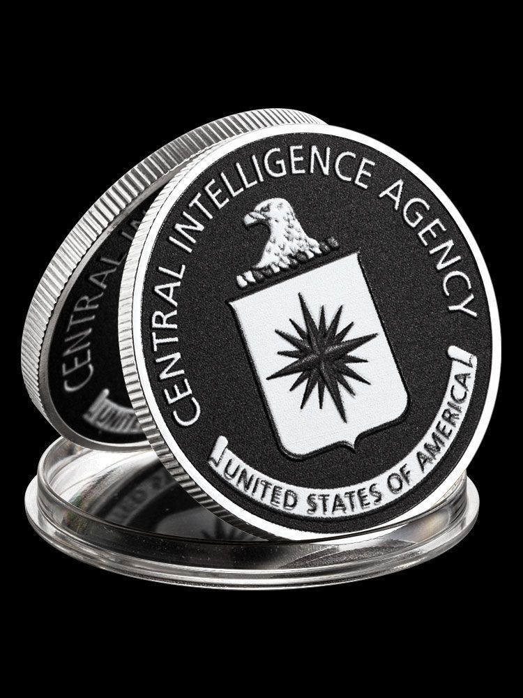 United States Central Intelligence Agency CIA Black and Silver Emblem Coin
