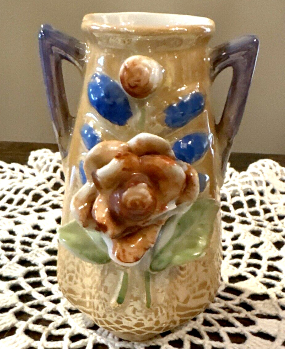 Vintage Lusterware Flower Bud Vase Made in Japan Double Handle