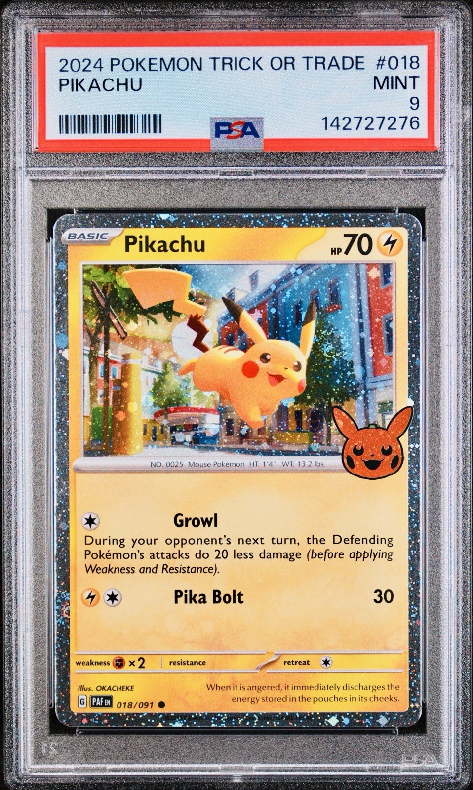 POKEMON PSA 9 PIKACHU HOLO 018/091 TRICK OR TRADE ENGLISH 2024!