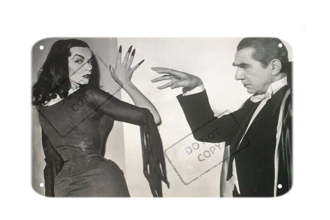 Maila NURMI & Bela LUGOSI as Dracula & Vampira Retro 8×12 Aluminum Metal Sign